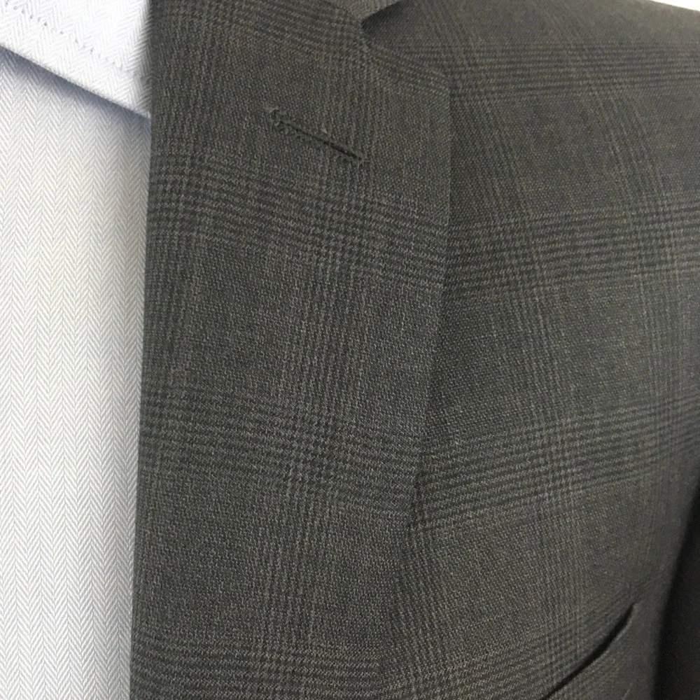 Dkny 40r mens suit gray plaid checks skinny fit 100% wool 2 piece new nwt ea0028